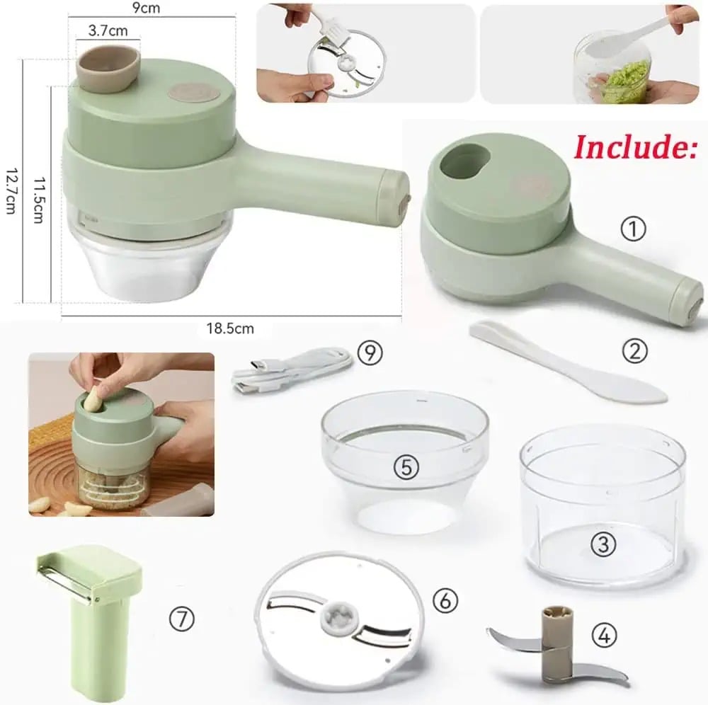 Best kitchen Tool💝 4 In 1 Handheld Electric Vegetable Cutter Set