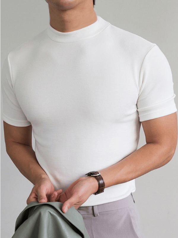 Men 's High Neck Slim Fit T-shirt